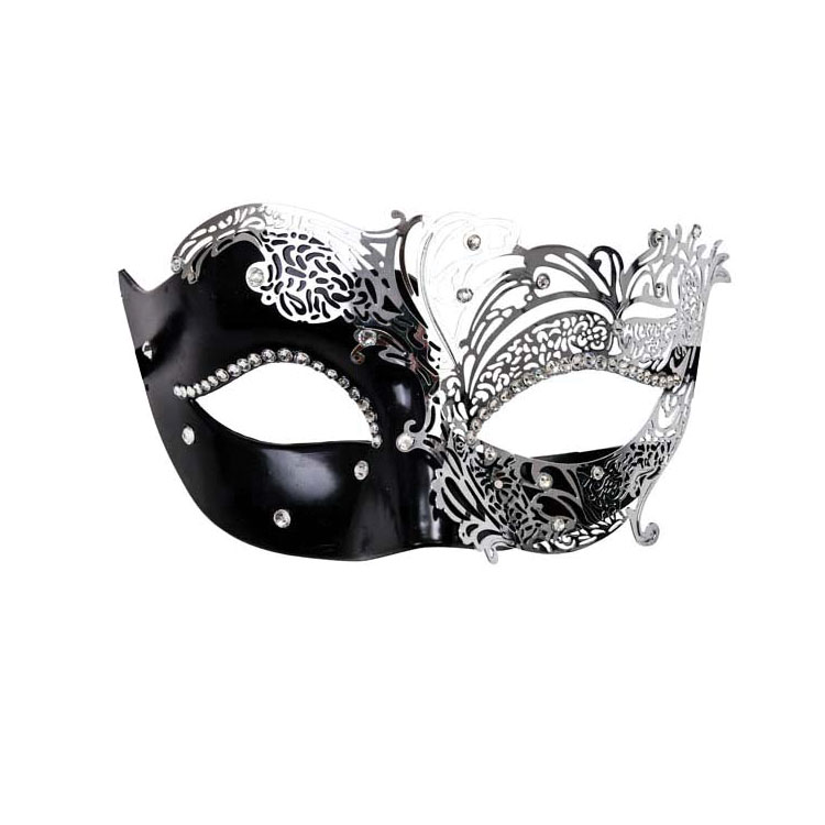 Black/Silver Filigree Masquerade Mask - Miss Kitty's Costumes